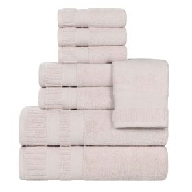 Venice Zero Twist Cotton Medium Weight Absorbent 8 Piece Towel Set (Color: Silver, size: 8 Piece Towel Set)