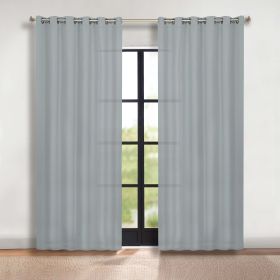 Classic Modern Solid Room Darkening Blackout Curtain Panels, Set of 2 (Color: Stone Blue, size: 70" x 108")
