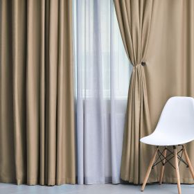 Solid Machine Washable Room Darkening Blackout Curtains, Set of 2 (Color: Smoked Ash - 2 Piece, size: 52" X 96")