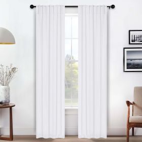 Solid Room Darkening Blackout Curtain Panels, Back Tabs, Set of 2 (Color: Snow White, size: 26" X 84")