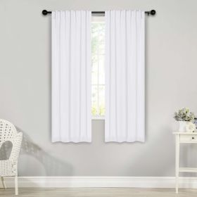 Solid Room Darkening Blackout Curtain Panels, Back Tabs, Set of 2 (Color: Snow White, size: 26" X 63")