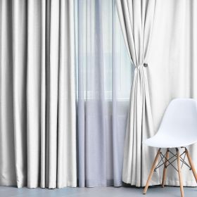 Solid Machine Washable Room Darkening Blackout Curtains, Set of 2 (Color: Snow White, size: 52" x 120")