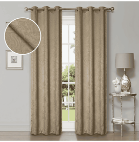Waverly Geometric Washable Room Darkening Blackout Curtains, Set of 2 (Color: Tan, size: 52" X 84")