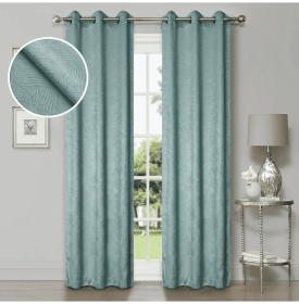 Waverly Geometric Washable Room Darkening Blackout Curtains, Set of 2 (Color: Teal, size: 42" X 108")