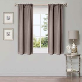 Solid Room Darkening Rod Pocket Blackout Curtain Panels, Set of 2 (Color: Taupe, size: 26" X 63")