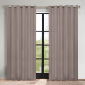 Classic Modern Solid Room Darkening Blackout Curtain Panels, Set of 2 (Color: Taupe, size: 52" X 108")