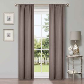 Solid Room Darkening Rod Pocket Blackout Curtain Panels, Set of 2 (Color: Taupe, size: 26" X 84")