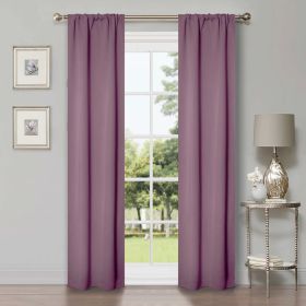 Solid Machine Washable Room Darkening Blackout Curtains, Set of 2 (Color: Wisteria, size: 26" X 84")