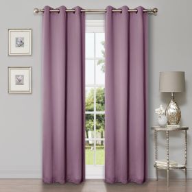 Solid Machine Washable Room Darkening Blackout Curtains, Set of 2 (Color: Wisteria, size: 42" X 63")