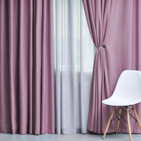 Solid Machine Washable Room Darkening Blackout Curtains, Set of 2 (Color: Wisteria - 2 Piece, size: 52" X 96")