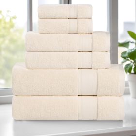 Belmont Zero Twist Cotton Medium Weight 6 Piece Towel Set (Color: Ivory, size: 6 Piece Towel Set)