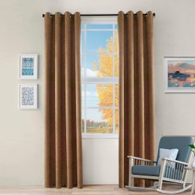 Blackout Senna Solid Textured Grommet Curtain Panels. Set of 2 (Color: Bronze Olive, size: 42" X 63")