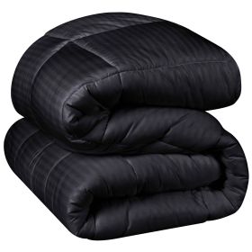 Brushed Microfiber Down Alternative Medium Weight Striped Comforter (Color: Black, size: Twin/Twin XL)