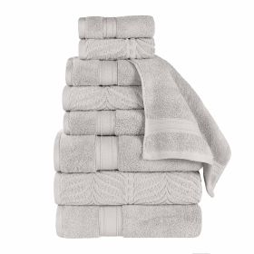 Chevron Zero Twist Solid and Jacquard Cotton 9 Piece Towel Set (Color: Platinum, size: 9 Piece Towel Set)