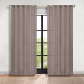 Classic Modern Solid Room Darkening Blackout Curtain Panels, Set of 2 (Color: Taupe, size: 70" x 120")