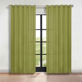 Classic Modern Solid Room Darkening Blackout Curtain Panels, Set of 2 (Color: Sage, size: 70" x 120")