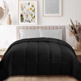 Classic Reversible Medium Weight Down Alternative Microfiber Comforter (Color: Black, size: Twin XL)