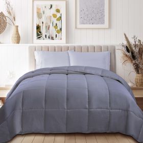 Classic Reversible Medium Weight Down Alternative Microfiber Comforter (Color: Silver, size: Twin XL)