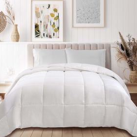 Classic Reversible Medium Weight Down Alternative Microfiber Comforter (Color: White, size: King)