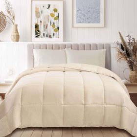 Classic Reversible Medium Weight Down Alternative Microfiber Comforter (Color: Ivory, size: Twin XL)