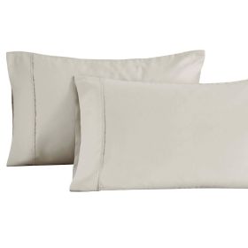 Cotton Blend Solid Pillowcases, Set of 2 (Color: Silver, size: King)