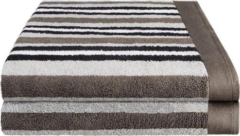 Cotton Striped Medium Weight 2 Piece Bath Sheet Set (Color: Charcoal, size: 2 Piece Bath Sheets)