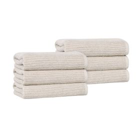 Destin Cotton Blend Medium Weight Ribbed Hand Towels, Set of 6 (Color: Biege, size: 6 Piece Hand Towels)