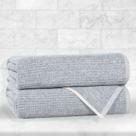 Destin Cotton Blend Medium Weight Textured Ribbed Bath Towels, Set of 2 (Color: Denim Blue, size: 2 Piece Bath Towel)
