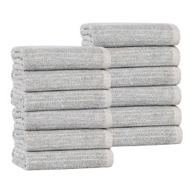 Destin Cotton Blend Textured Ribbed Face Towels Washcloths, Set of 12 (Color: Platinum, size: 12 Piece Face Towels)