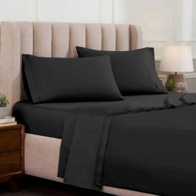 Egyptian Cotton 1500 Thread Count Eco-Friendly Solid Sheet Set (Color: Black, size: King)