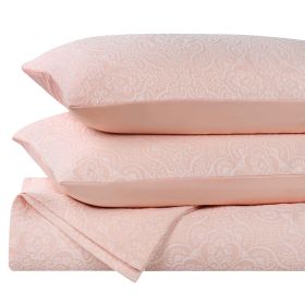 Enzy Medium Weight Floral Matelasse 3 Piece Bedspread Pillow Sham Set (Color: Pink, size: California King)