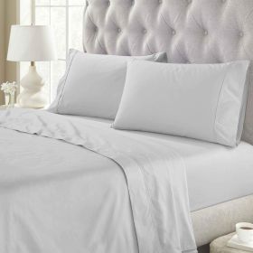 Gina Organic Cotton 300 Thread Count Percale Fitted Bed Sheet (Color: Silver, size: Queen)