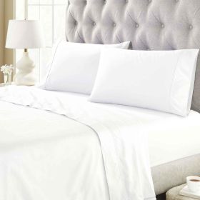 Gina Organic Cotton 300 Thread Count Percale Fitted Bed Sheet (Color: White, size: Full)