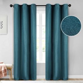 Jaxon Textured Blackout Curtain Set of 2 Panels (Color: Deep Sea, size: 42" X 84")