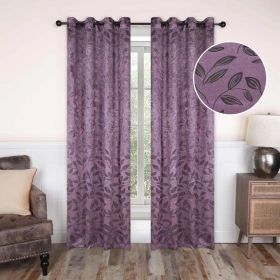 Leaves Machine Washable Room Darkening Blackout Curtains, Set of 2 (Color: Wisteria, size: 42" X 108")