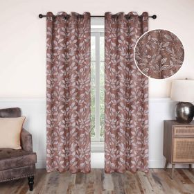 Leaves Machine Washable Room Darkening Blackout Curtains, Set of 2 (Color: Copper, size: 52" X 108")