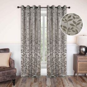 Leaves Machine Washable Room Darkening Blackout Curtains, Set of 2 (Color: Sage, size: 52" x "72)