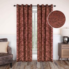 Leaves Machine Washable Room Darkening Blackout Curtains, Set of 2 (Color: Antique Copper, size: 52" X 96")