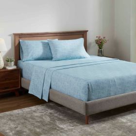 Melange Flannel Cotton Two-Toned Deep Pocket Warm Sheet Set (Color: Washed Blue, size: Queen)