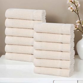 Milo Smart Twist Cotton Medium Weight Solid Face Towels, Set of 12 (Color: Ivory, size: 12 Piece Face Towels)