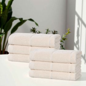 Milo Smart Twist Cotton Medium Weight Solid Hand Towels, Set of 6 (Color: Ivory, size: 6 Piece Hand Towels)