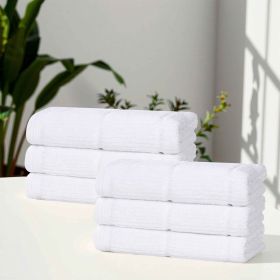 Milo Smart Twist Cotton Medium Weight Solid Hand Towels, Set of 6 (Color: White, size: 6 Piece Hand Towels)