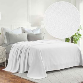 Nobel Cotton Textured Jacquard Chevron Lightweight Woven Blanket (Color: White, size: Throw)