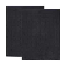 Nora Cotton Solid Absorbent Thick Checkered Washable Bath Mat Set of 2 (Color: Black)