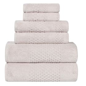 Playa Zero Twist Cotton Solid Waffle Textured 6 Piece Towel Set (Color: Silver, size: 6 Piece Towel Set)