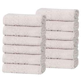 Playa Zero Twist Cotton Solid Waffle Textured Face Towels, Set of 12 (Color: Silver, size: 12 Piece Face Towels)