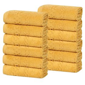 Playa Zero Twist Cotton Solid Waffle Textured Face Towels, Set of 12 (Color: Gold, size: 12 Piece Face Towels)