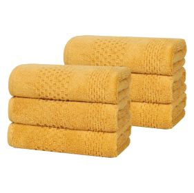 Playa Zero Twist Cotton Solid Waffle Textured Hand Towels, Set of 6 (Color: Gold, size: 6 Piece Hand Towels)