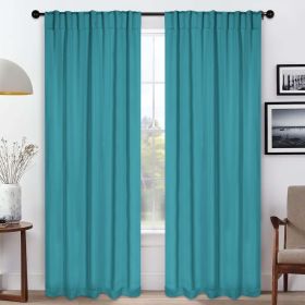 Solid Room Darkening Blackout Curtain Panels, Back Tabs, Set of 2 (Color: Aqua, size: 52" X 84")