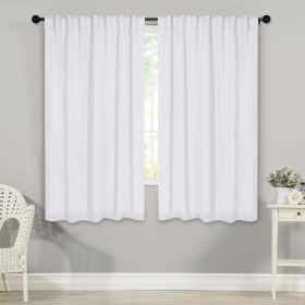Solid Room Darkening Blackout Curtain Panels, Back Tabs, Set of 2 (Color: Snow White, size: 42" X 63")
